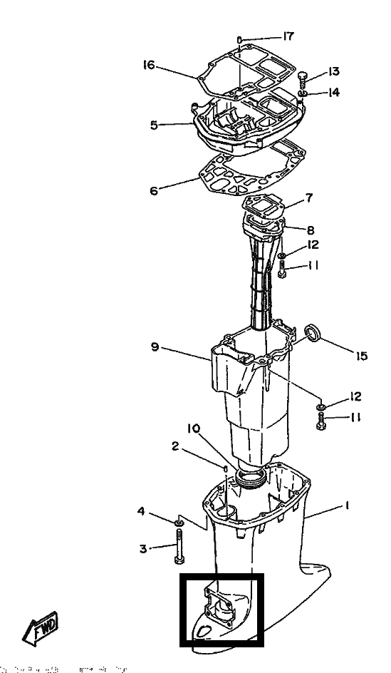 Recherche de joint d étanchéité sur Yamaha 40cv autolube type 6h4