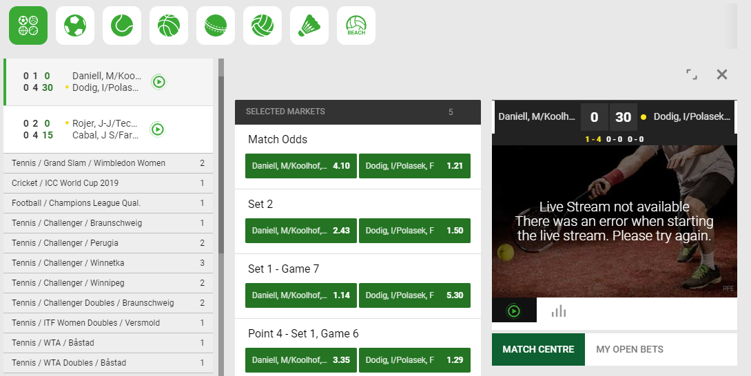 Unibet best sale live stream